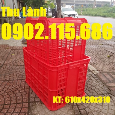 Sóng nhựa hở, thùng nhựa, sọt nhựa KT 610x420x390
