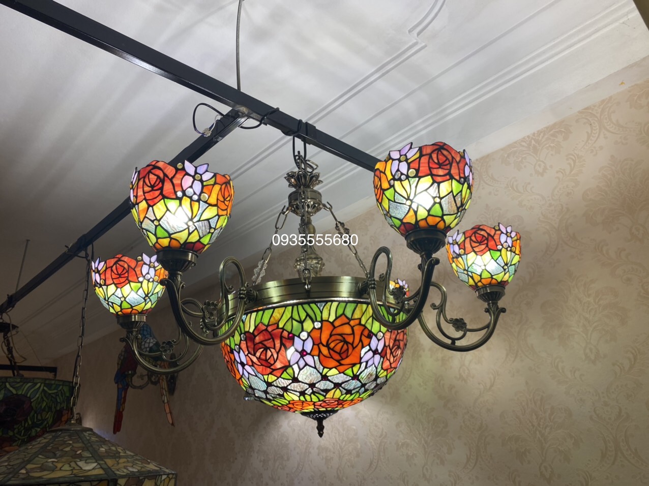 Giao lưu bộ chùm 6 tay hoạ tiết hoa hồng