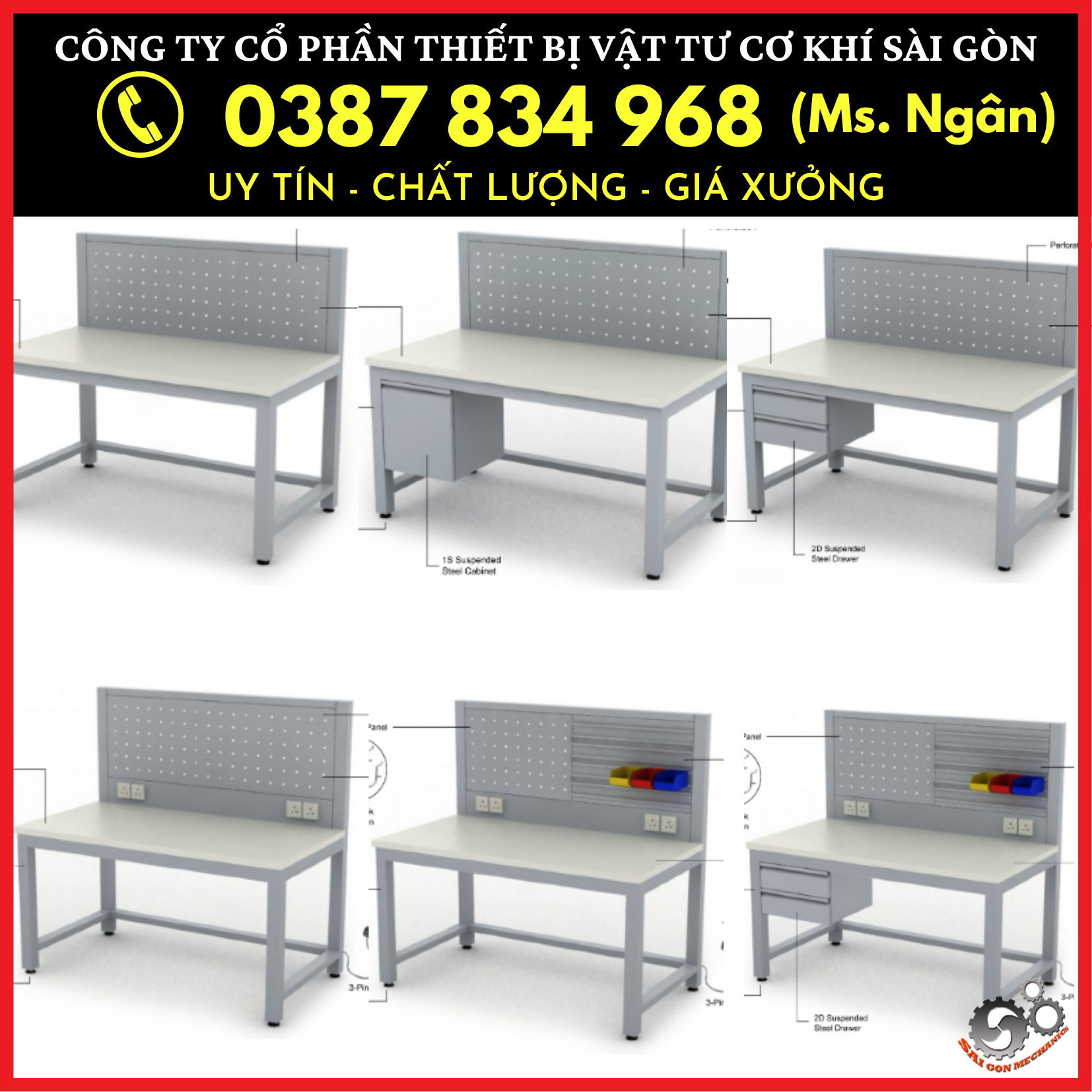 Bàn thao tác cơ khí sắt sơn tĩnh điện giá rẻ