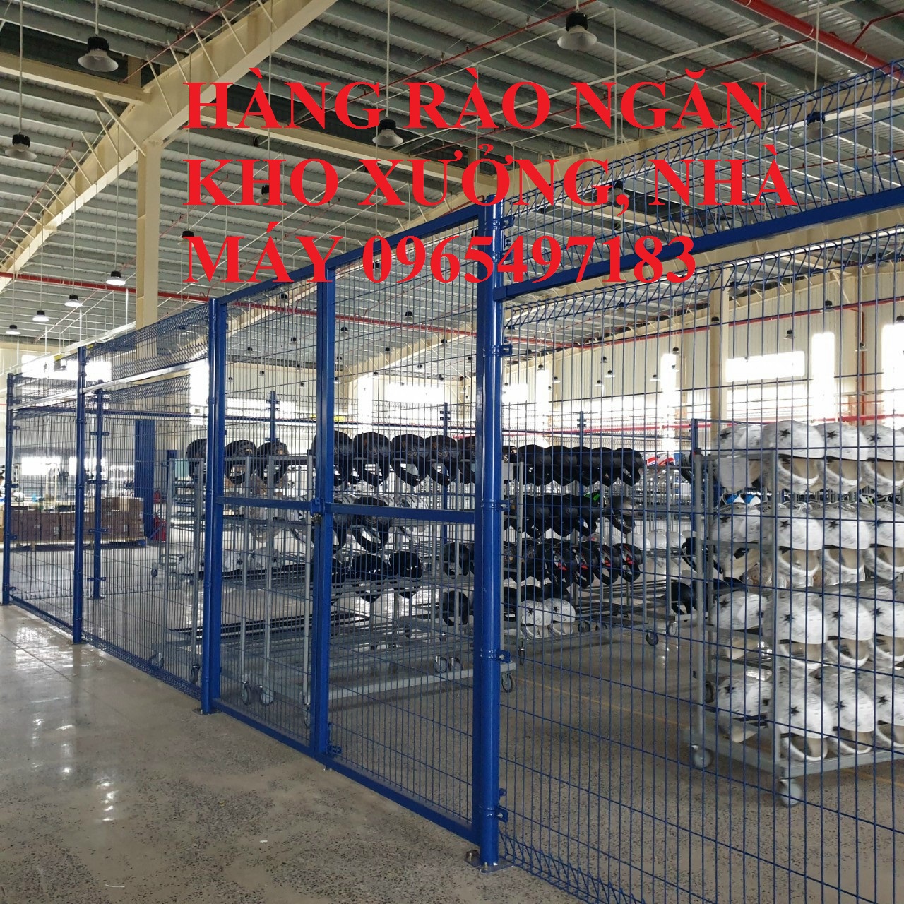 Khung lưới thép sơn tĩnh điện ngăn kho, xưởng nhà máy