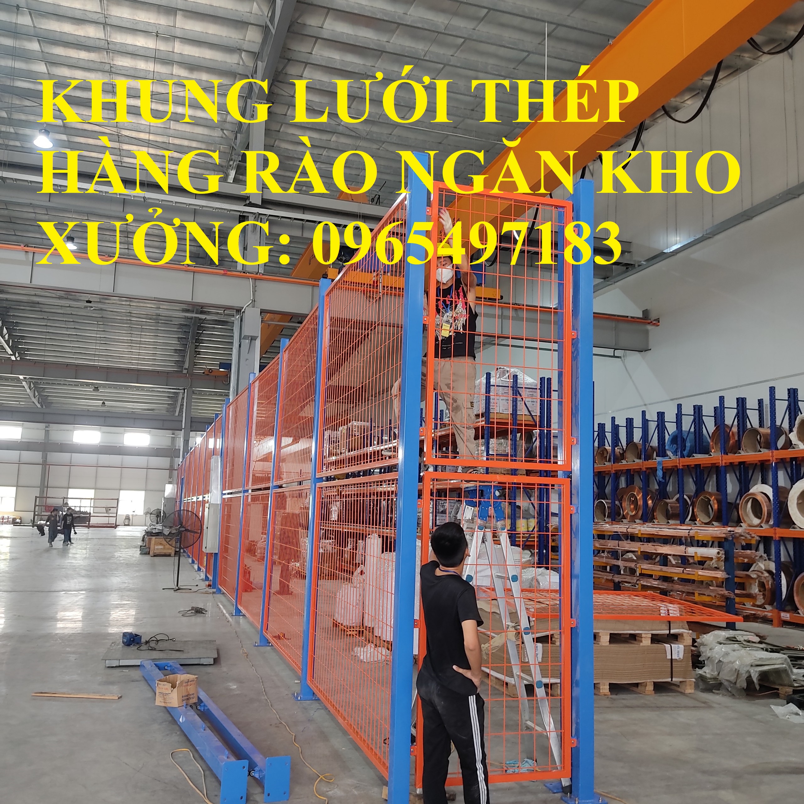 Khung lưới thép sơn tĩnh điện ngăn kho, xưởng nhà máy