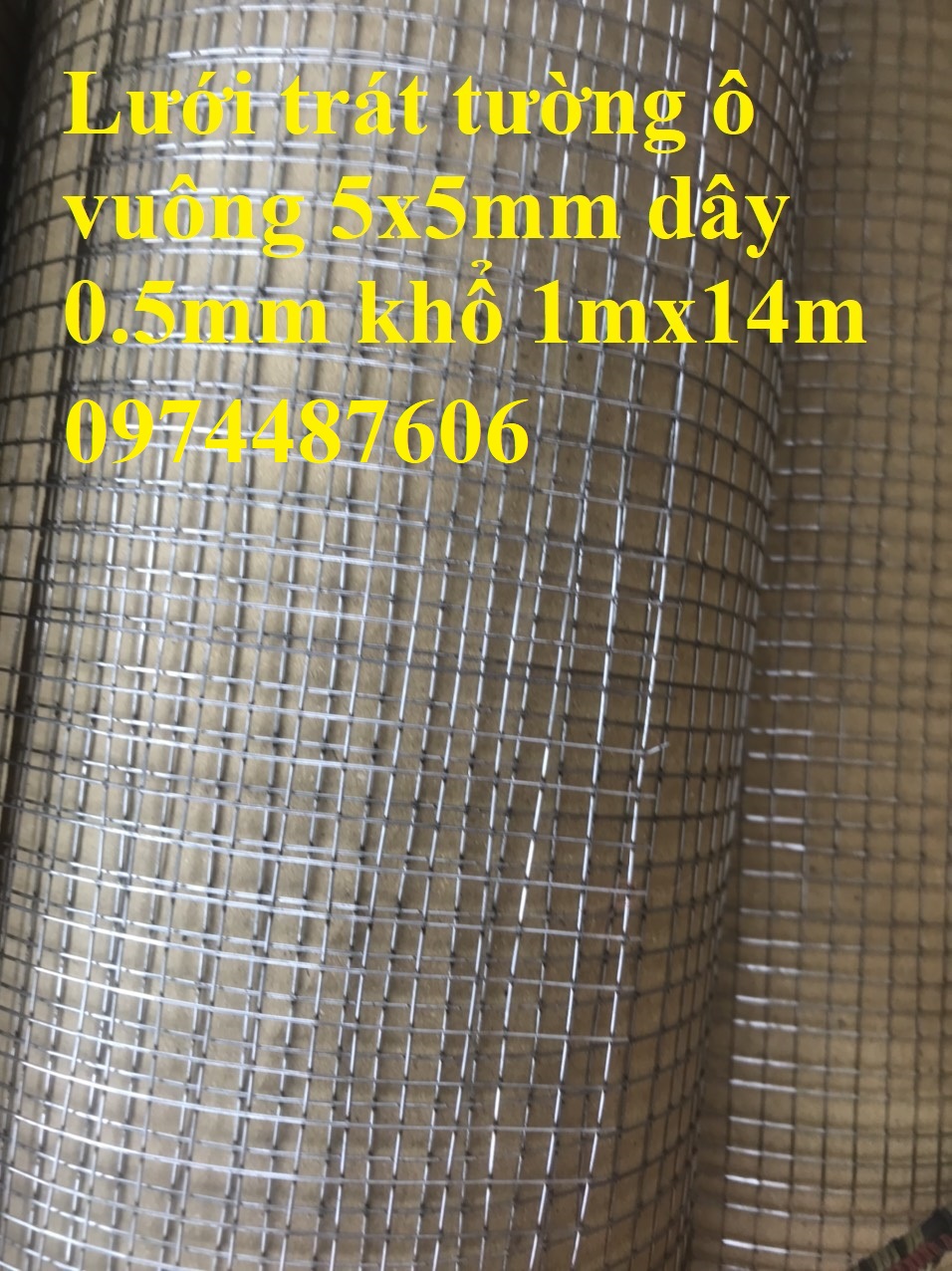 Lưới trát tường chống nứt dây 0.5mm ô 5x5mm khổ 1mx14m