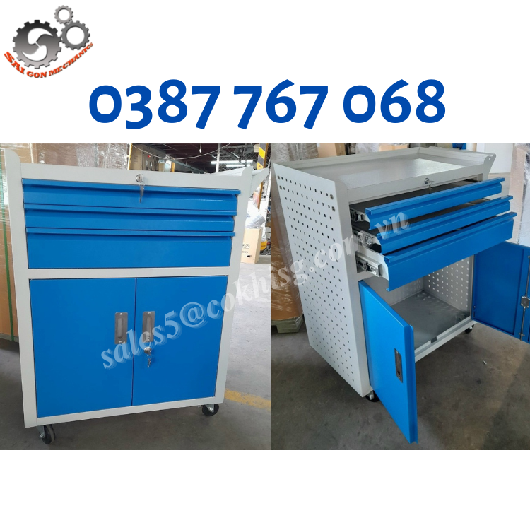 Xe đẩy dụng cụ - 3 ngăn kéo + 1 học tủ 2 cánh