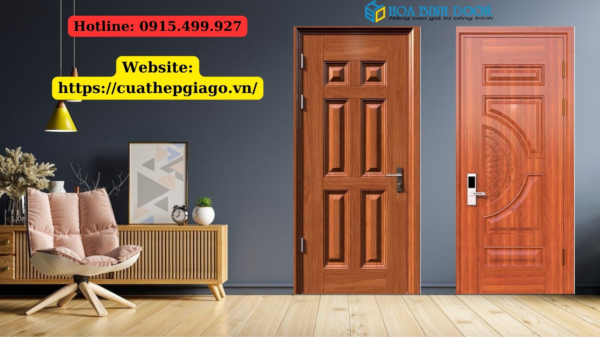 Cửa thép vân gỗ 1 cánh mới nhất 2023Hobinhdoor