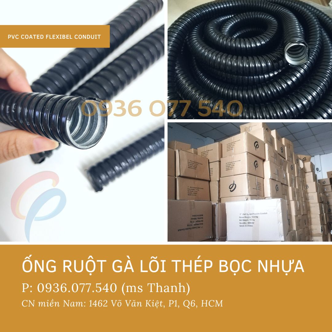 Ống ruột gà lõi thép bọc nhựa phi 3/8 (ID13 - OD16)