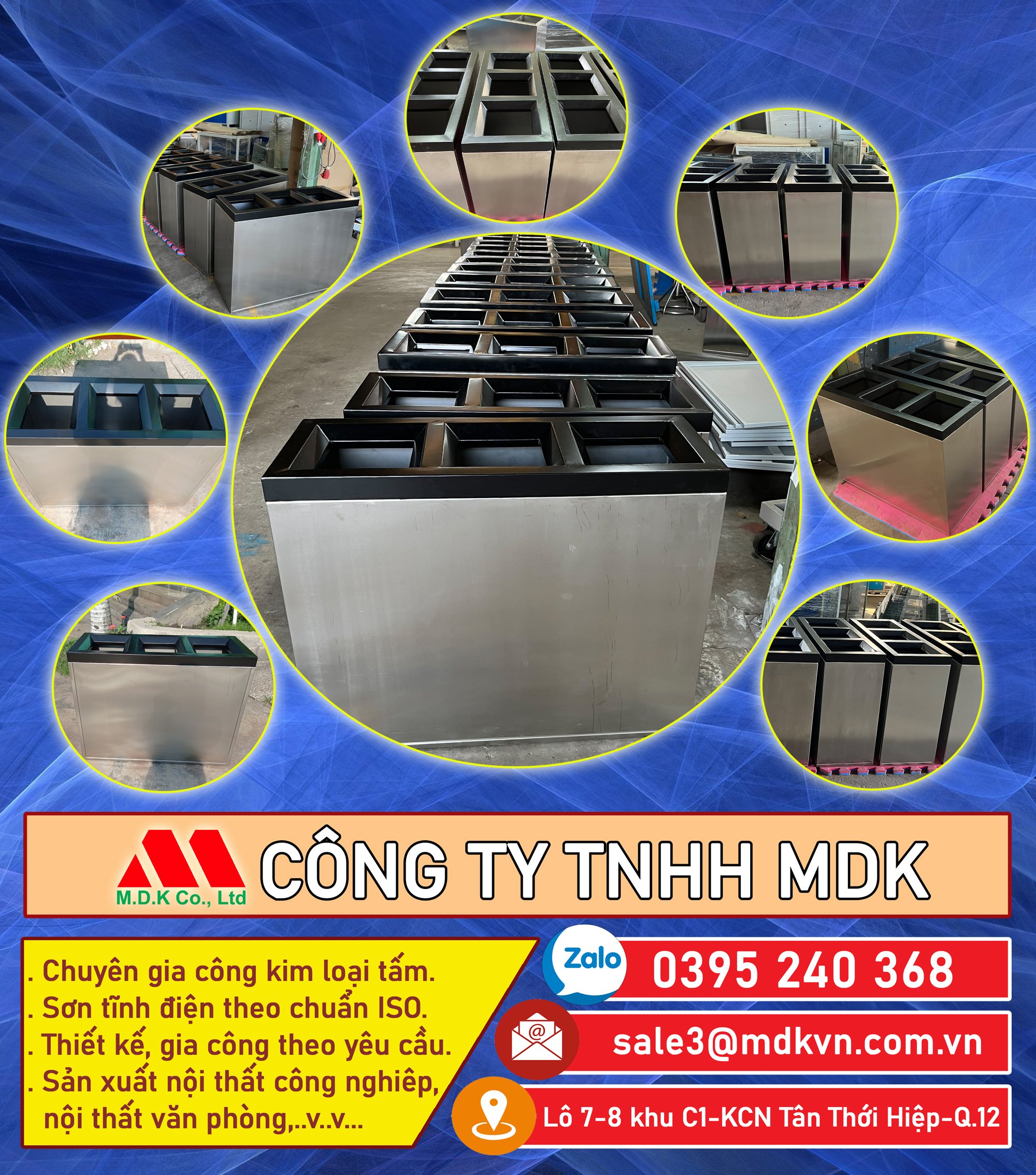 Thùng rác inox 304-sắt sơn tĩnh điện- MDK