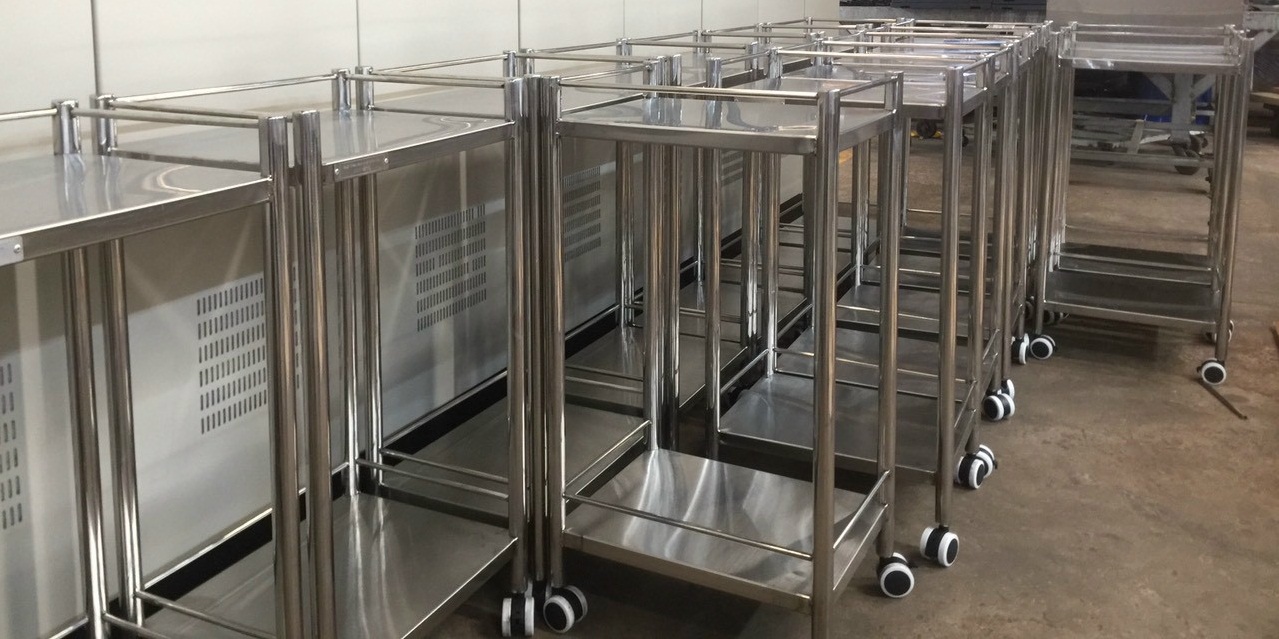 XE ĐẨY INOX Y TẾ  2 TẦNG