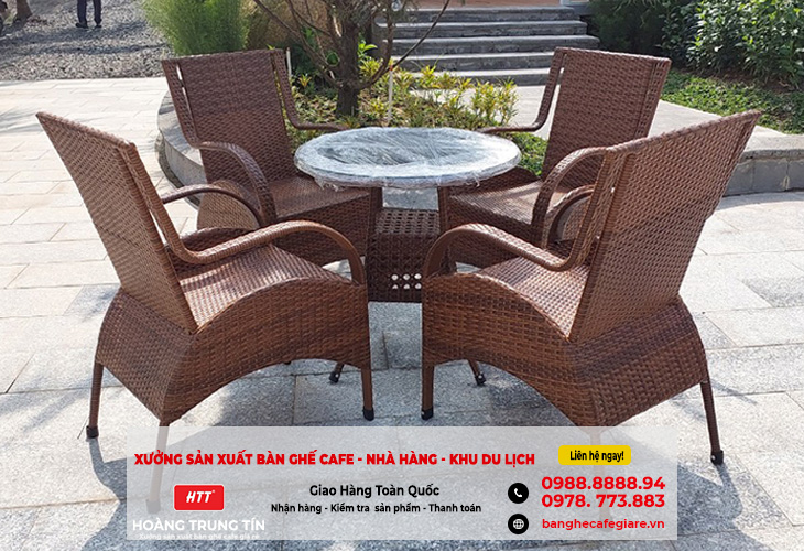Bàn ghế nhựa nữ hoàng, nội thất sắt gỗ nhà hàng, quán cafe tại Bến Tre