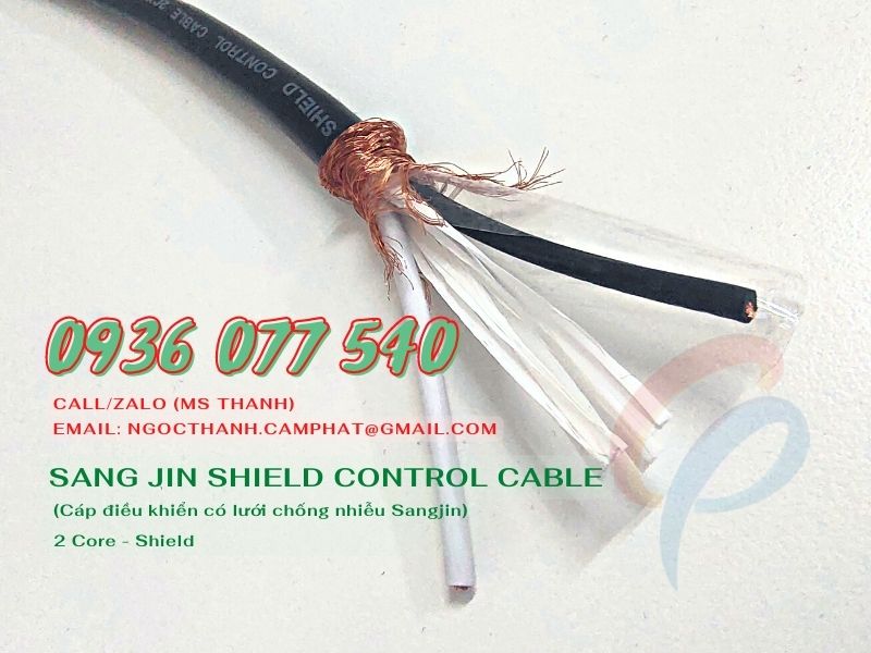 Dây cáp điều khiển sangjin 2 x 0.5 mm2 - có lưới chống nhiễu RVVP