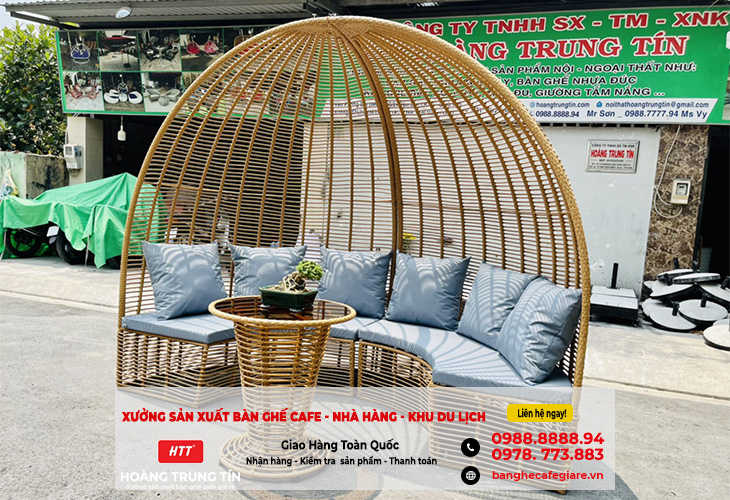 Bàn ghế cafe, xích đu, dù che nắng các loại giá rẻ tại Trà Vinh