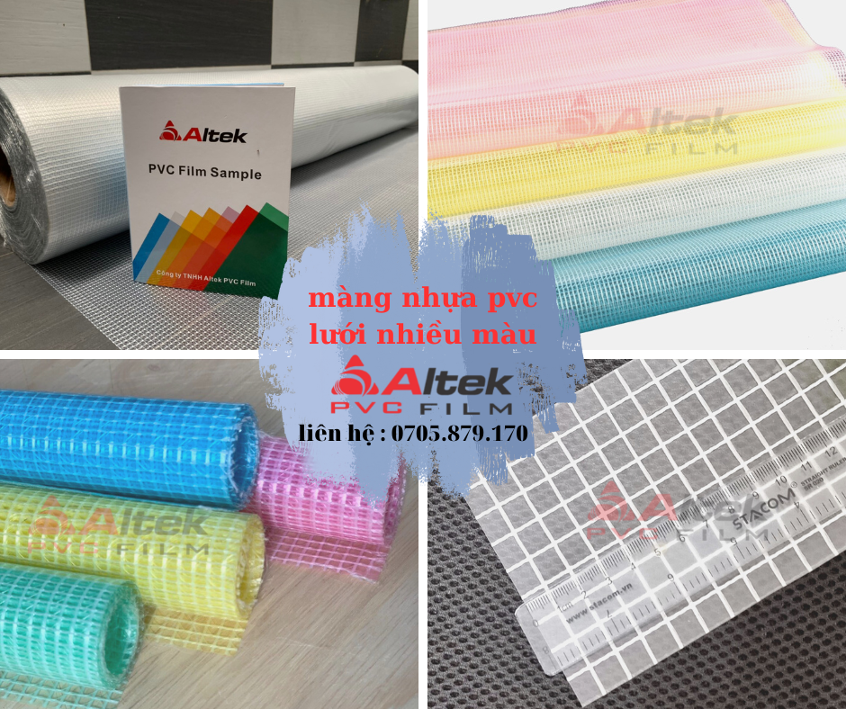 màng nhựa pvc lưới trong nhiều màu, giá tốt, hỗ trợ giao hàng nội tành
