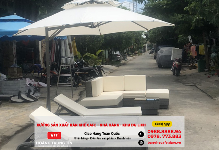 Bàn ghế cafe cóc, xích đu, dù che nắng giá xưởng tại Kiên Giang