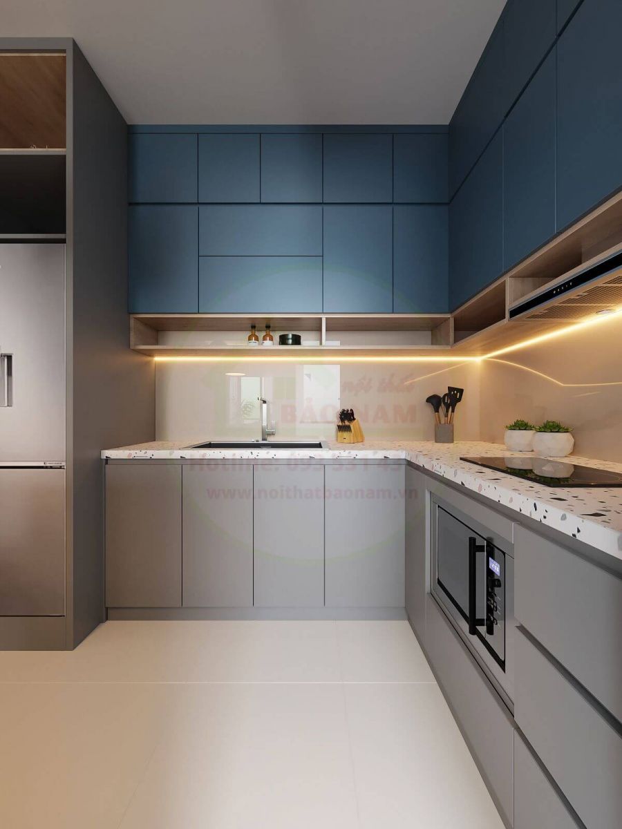 Tủ Bếp Gỗ Chữ L Đẹp - Mẫu Tủ Bếp Chữ L Hiện Đại