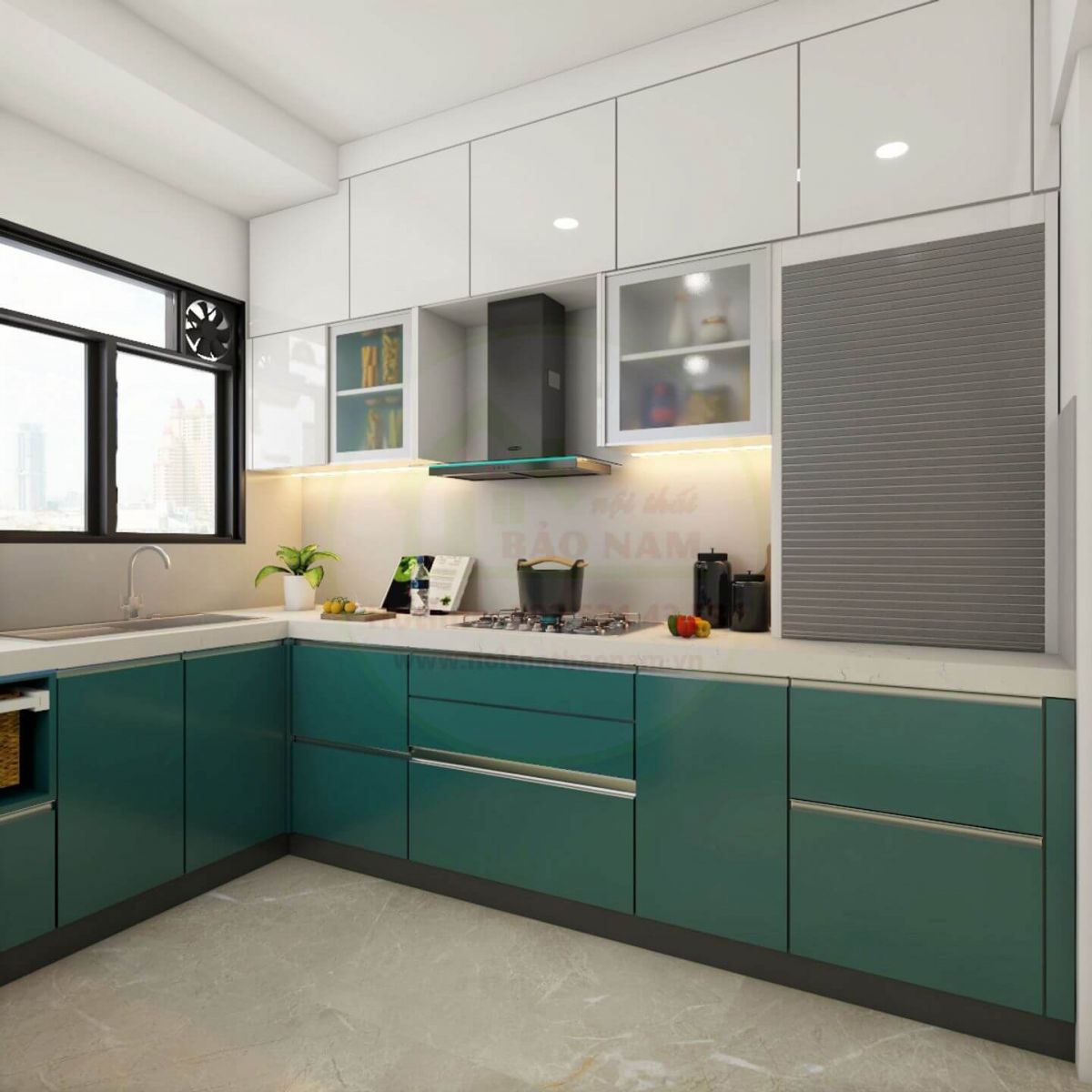 Tủ Bếp Gỗ Chữ L Đẹp - Mẫu Tủ Bếp Chữ L Hiện Đại