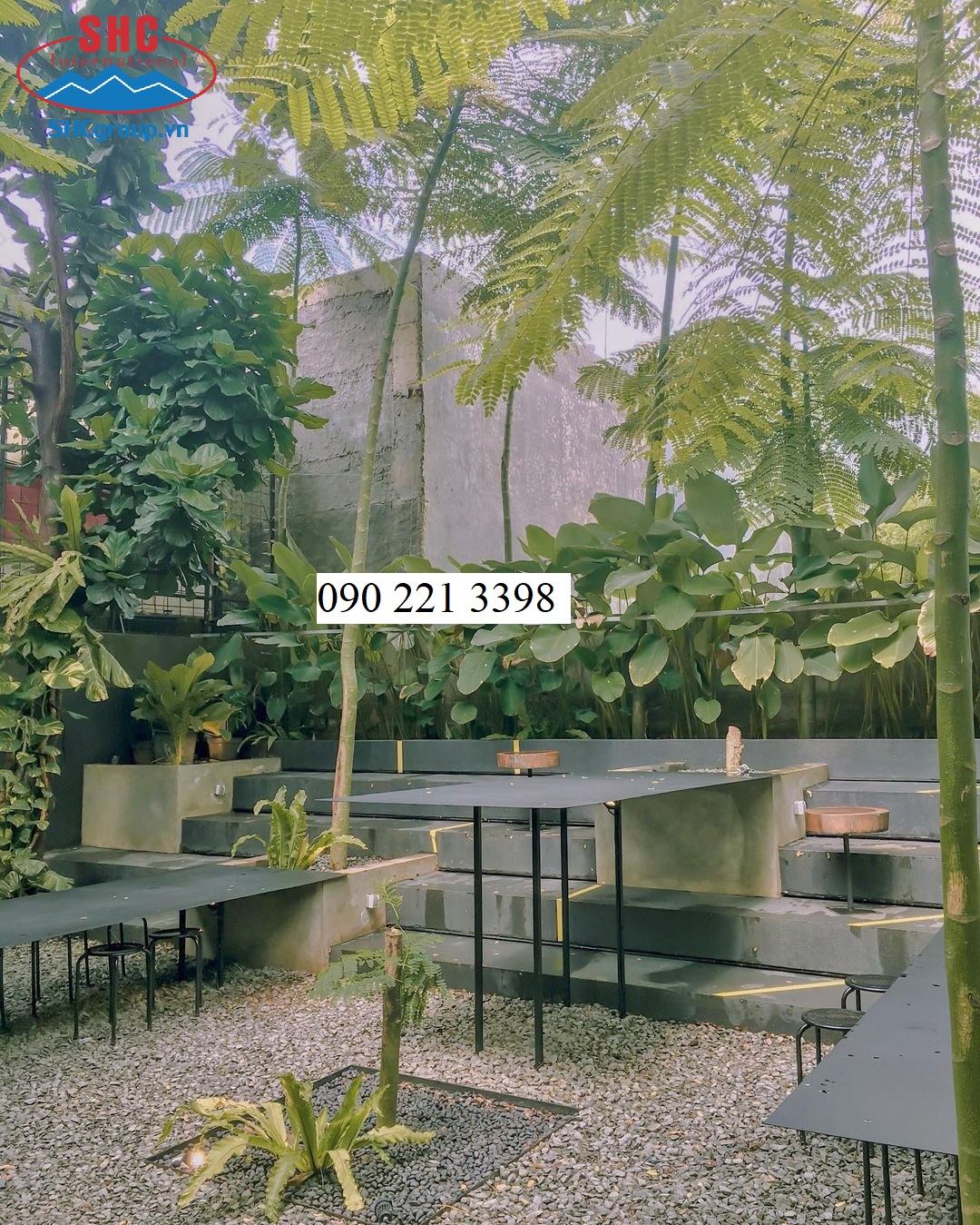 sỏi decor quán cà phê