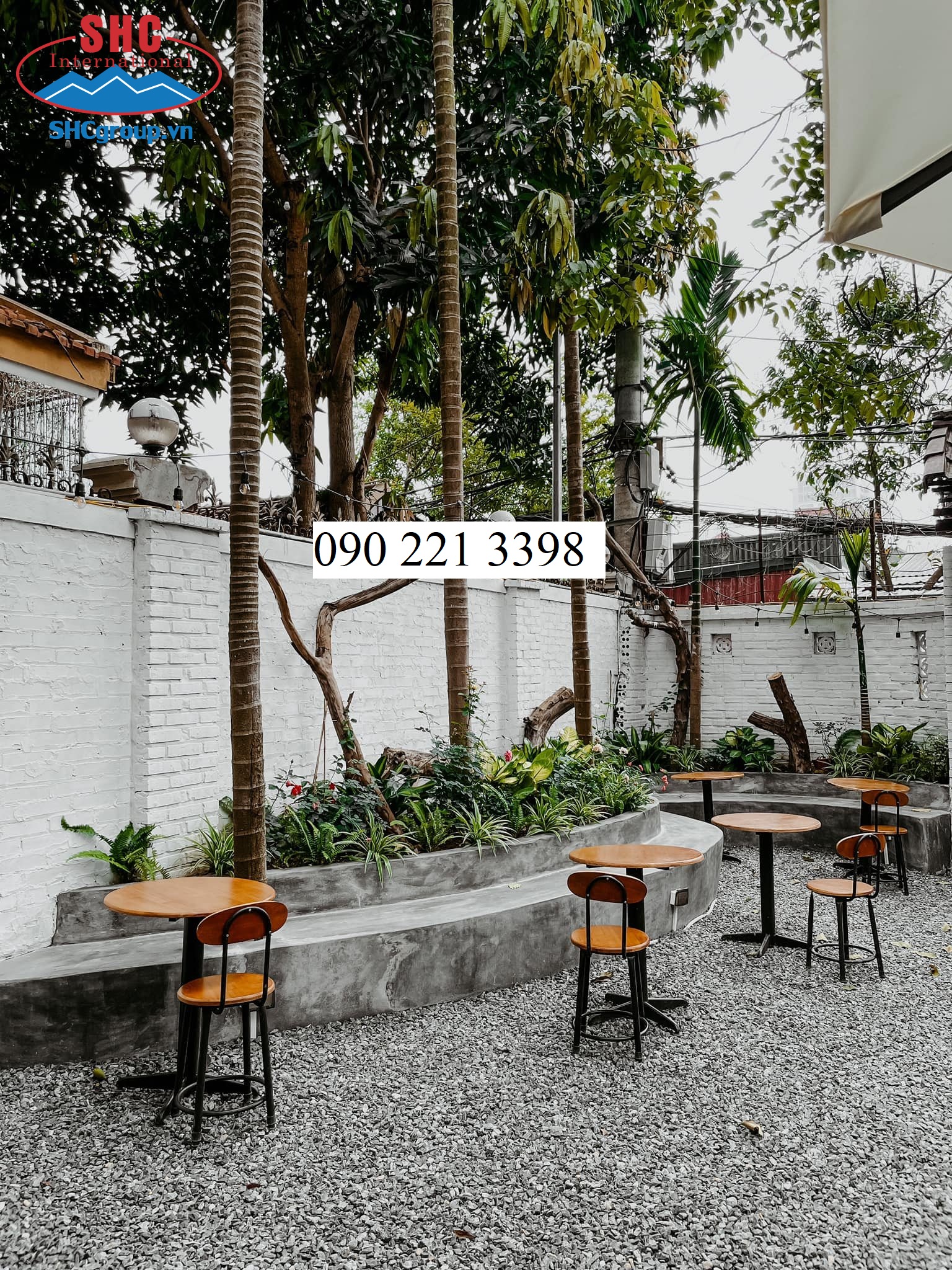 sỏi decor quán cà phê