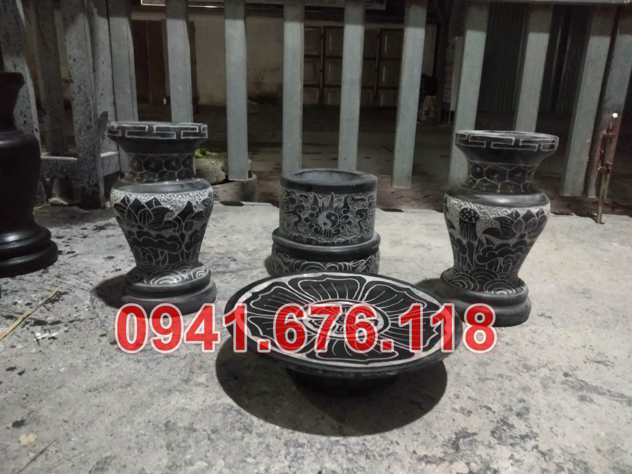 Mẫu bộ bát lư hương đá đẹp bán tại bắc giang bắc ninh lạng sơn