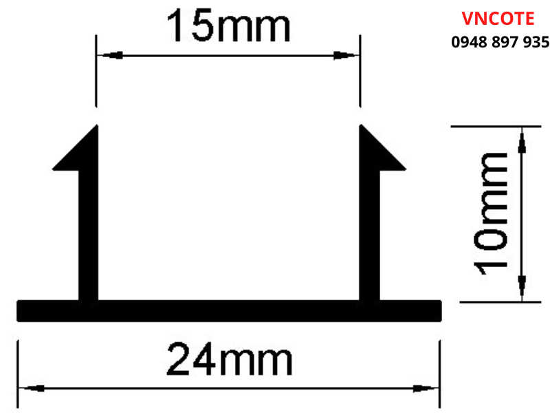 Nẹp nhựa chỉ âm tường GL-15,  L=2m/thanh