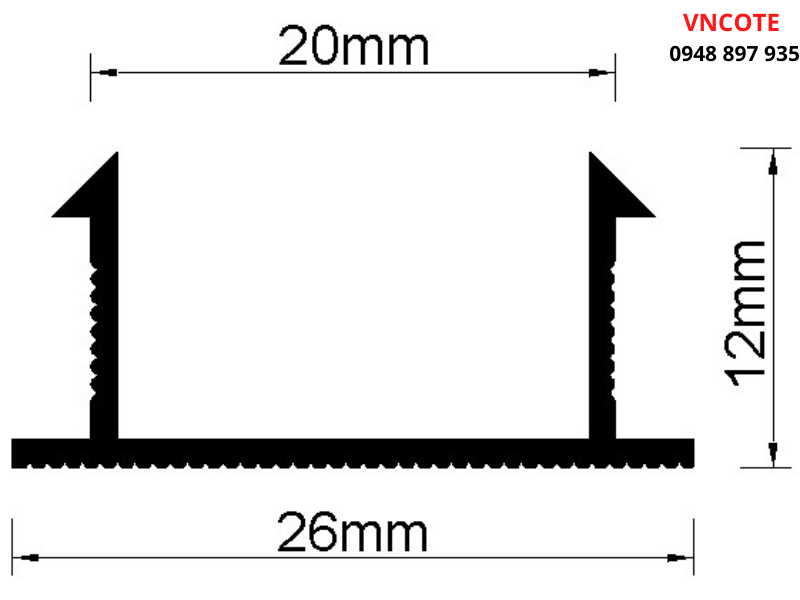 Nẹp nhựa chỉ âm tường GL-20,  L=2m/thanh
