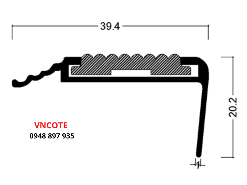 Nẹp chống trơn trượt cầu thang DE-1, L=2.7m/thanh