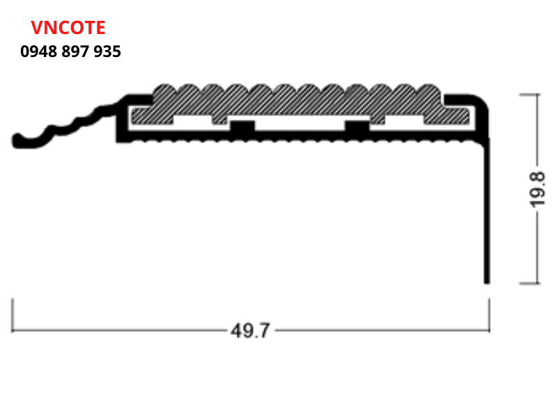 Nẹp cầu thang chống trơn trượt NYSN1, L=2.7m/thanh