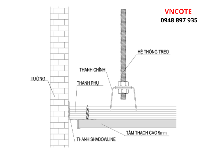 Thanh nhôm 12.5ly cho trần thạch cao, L=3m/thanh