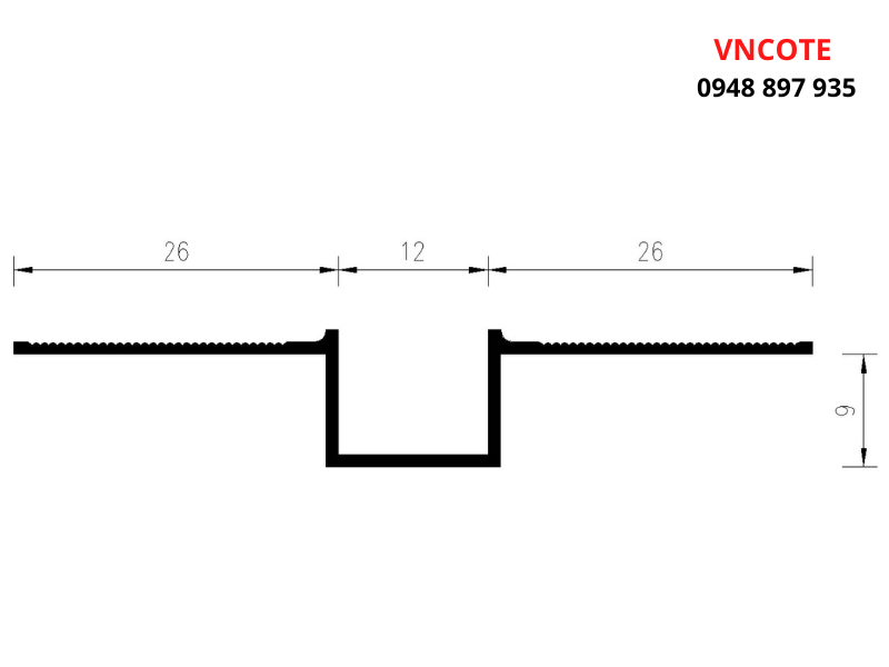 Nẹp nhựa ron thạch cao JTC-12 màu đen, L=2.2m/thanh