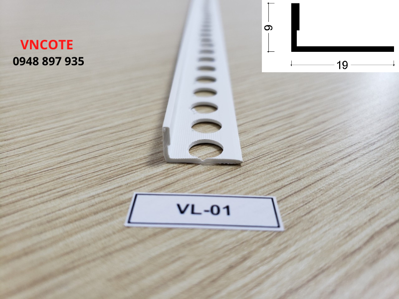 Nẹp chặn vữa tường xây trát VL-01, L=2.2m/thanh