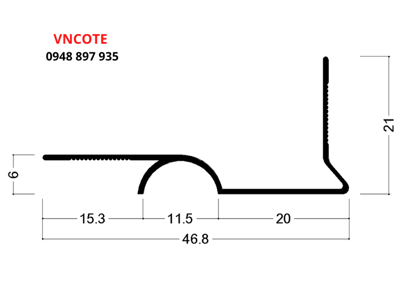 Nẹp nhựa chỉ ngắt nước cho lô gia, ban công, L=2m/thanh