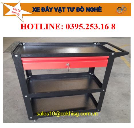 Xe đẩy dụng cụ đồ nghề 3 tầng có ngăn kéo CKSG 8203