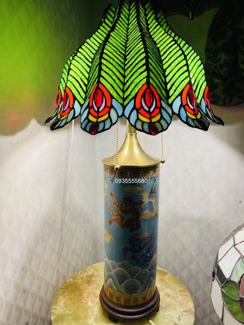 Giao lưu đèn tiffany chân gốm