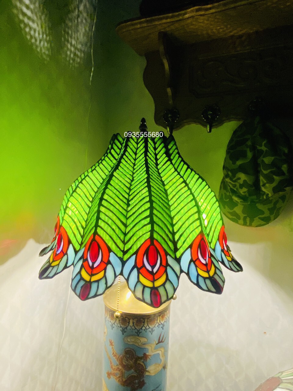 Giao lưu đèn tiffany chân gốm