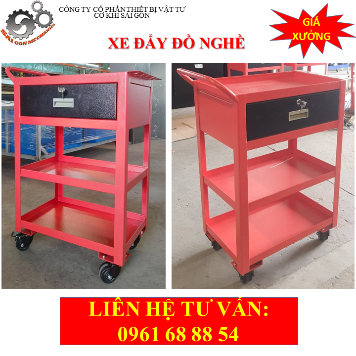 Xe đẩy dụng cụ đồ nghề 3 tầng model CKSG - 8208