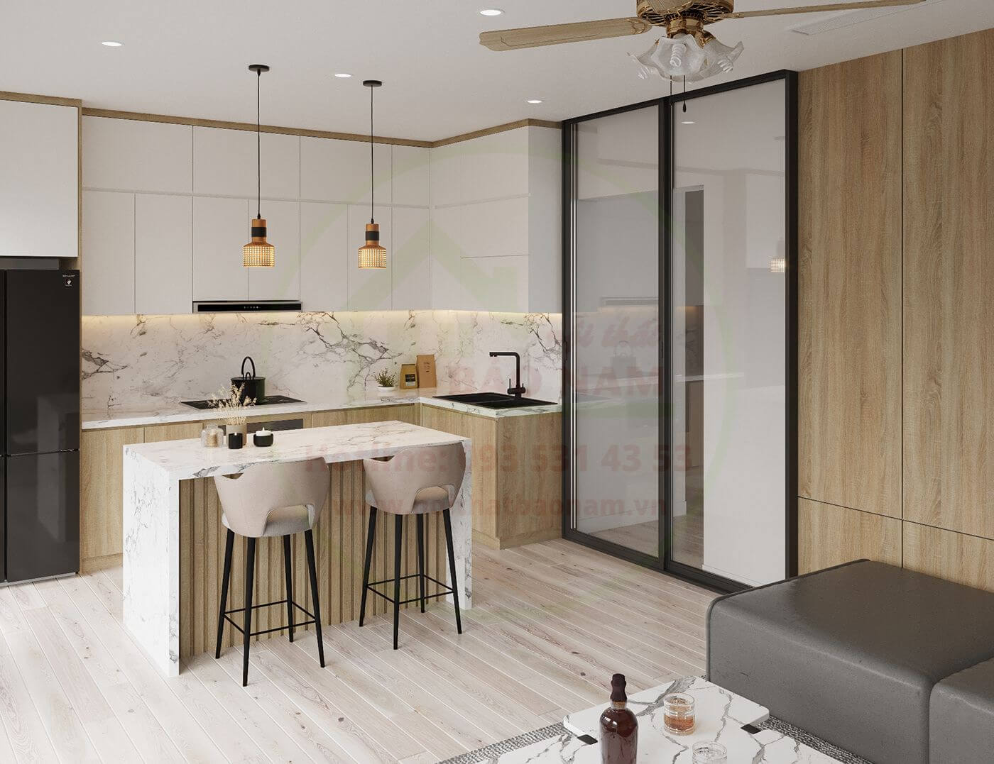 Tủ Bếp Gỗ MDF Đẹp TpHcm - Thi Công Tủ Bếp Giá Rẻ