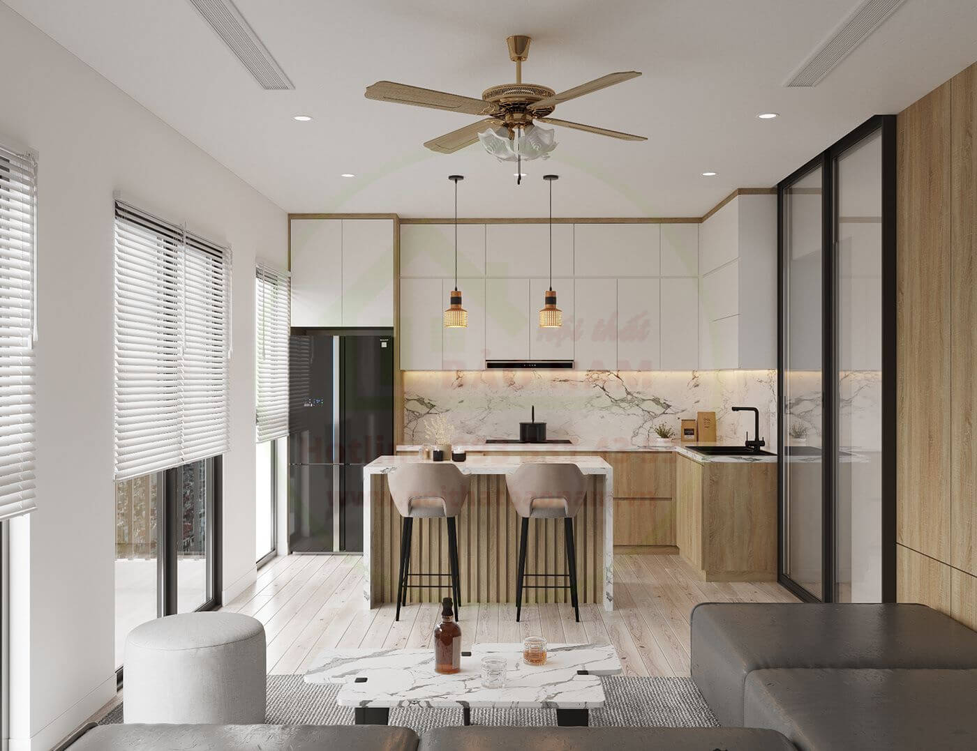 Tủ Bếp Gỗ MDF Đẹp TpHcm - Thi Công Tủ Bếp Giá Rẻ