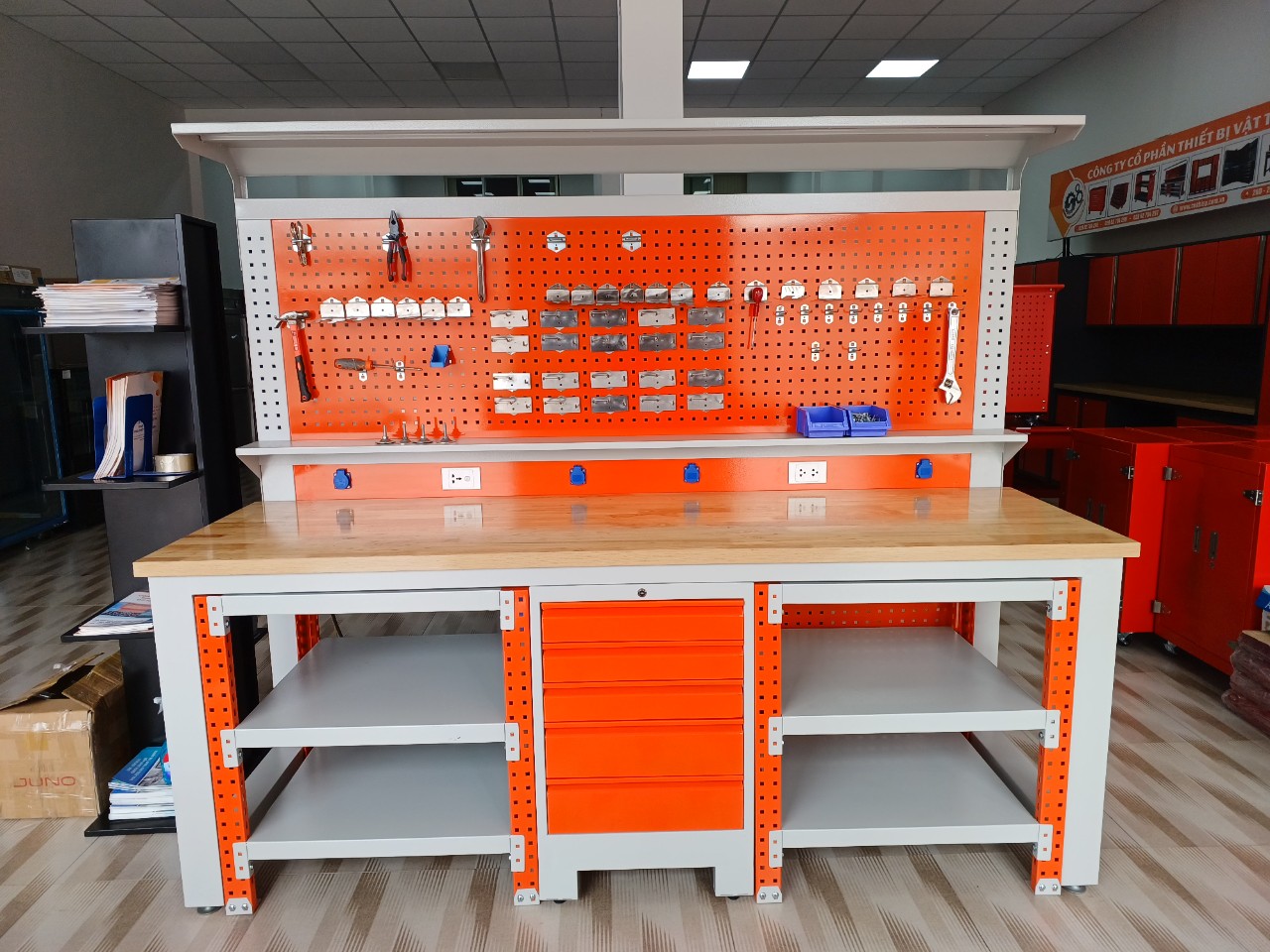 BÀN THAO TÁC CÔNG NGHIỆP THÉP SƠN TĨNH ĐIỆN/ WORKBENCH