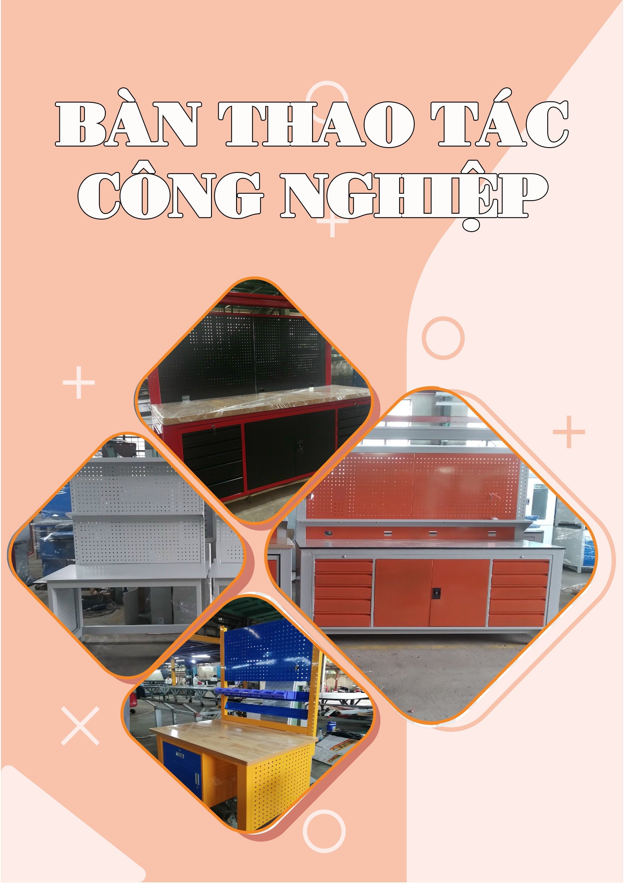 BÀN THAO TÁC CÔNG NGHIỆP THÉP SƠN TĨNH ĐIỆN/ WORKBENCH