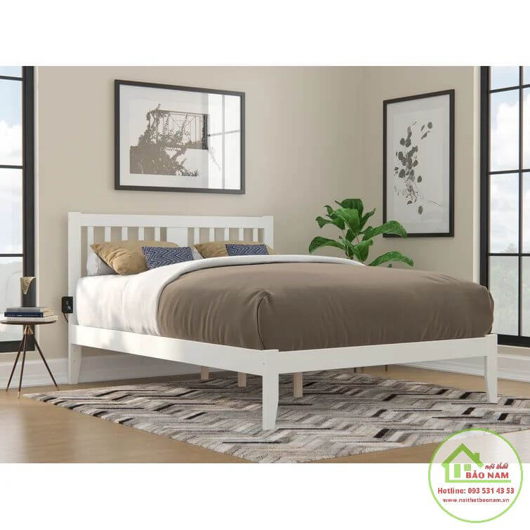 Giường gỗ tự nhiên đẹp hiện đại - Gia công giường ngủ gỗ tự nhiên