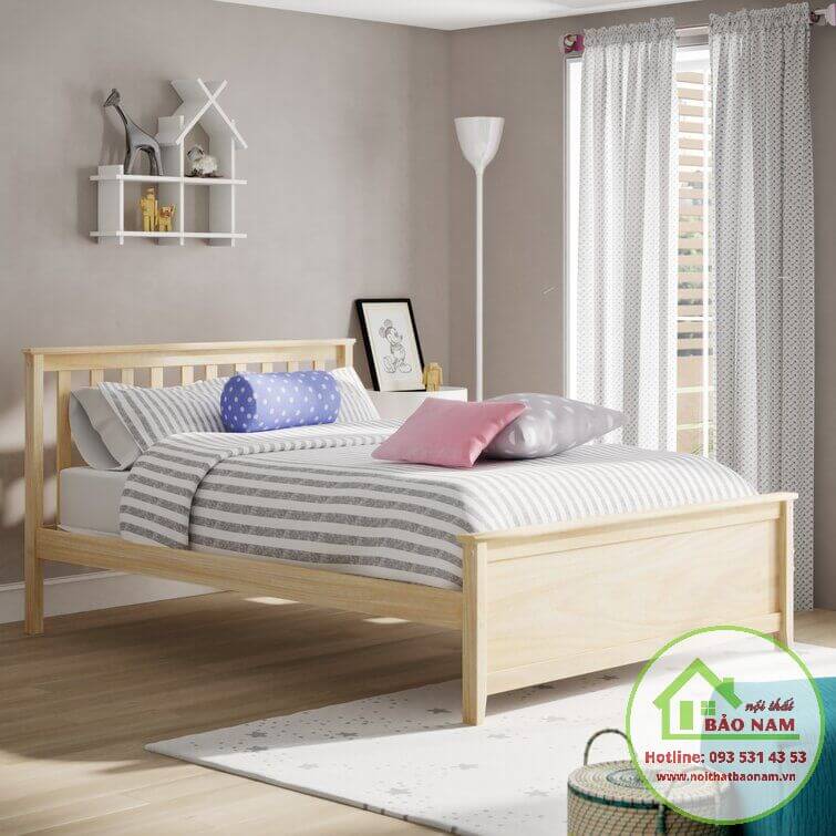 Giường gỗ tự nhiên hiện đại hcm - Đóng giường ngủ gỗ giá rẻ