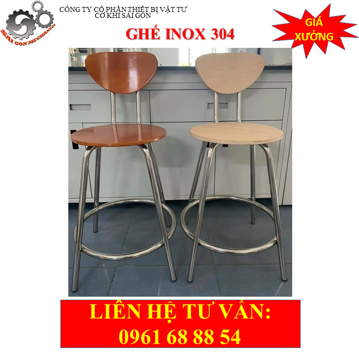 Ghế phòng thí nghiệm inox mặt gỗ model CKSG - 9113