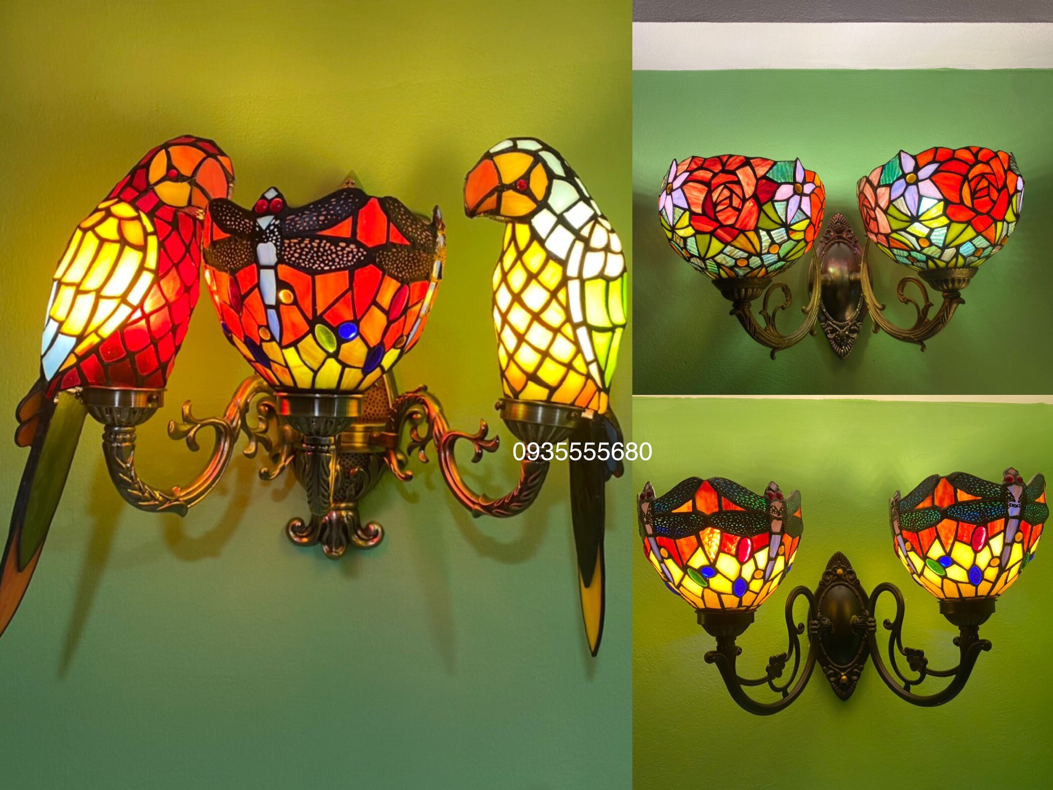 Giao lưu 1 vài mẫu đèn tường tiffany đa sắc
