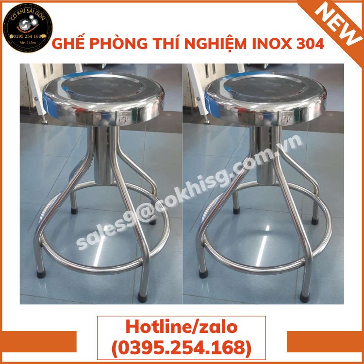 GHẾ PHÒNG THÍ NGHIỆM INOX 304 DÀY 1.2MM