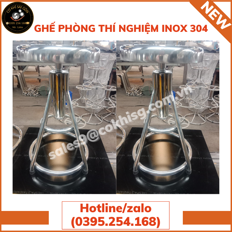 GHẾ PHÒNG THÍ NGHIỆM INOX 304 DÀY 1.2MM