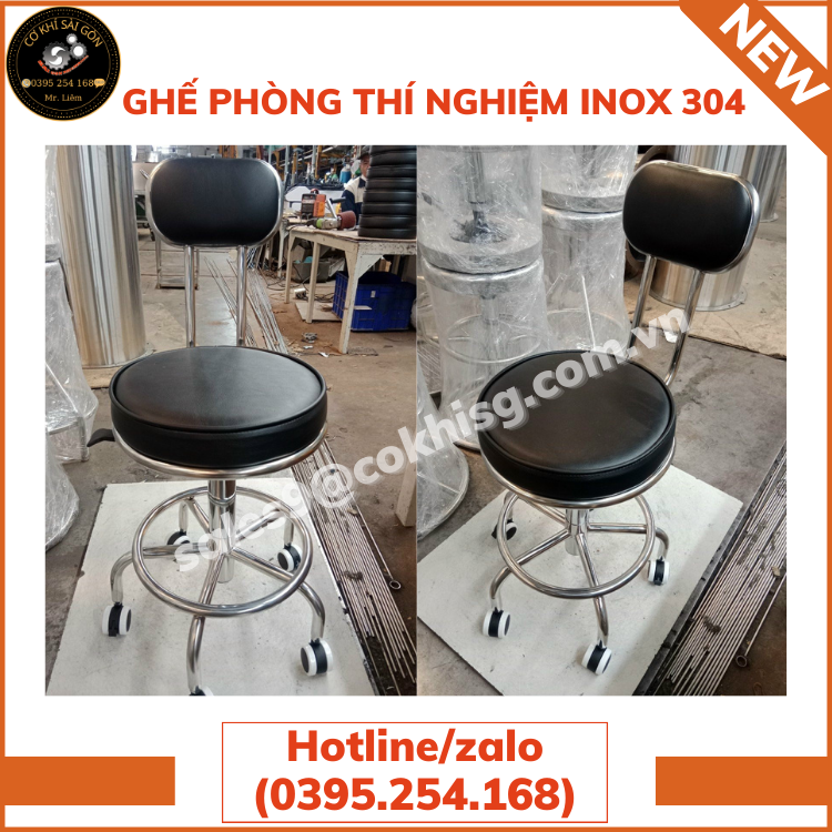 GHẾ PHÒNG THÍ NGHIỆM INOX 304 DÀY 1.2MM