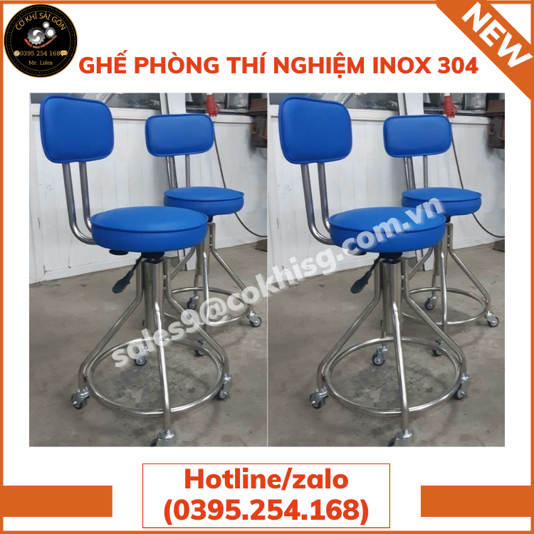 GHẾ PHÒNG THÍ NGHIỆM INOX 304 DÀY 1.2MM