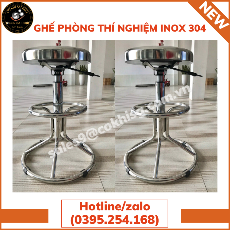GHẾ PHÒNG THÍ NGHIỆM INOX 304 DÀY 1.2MM