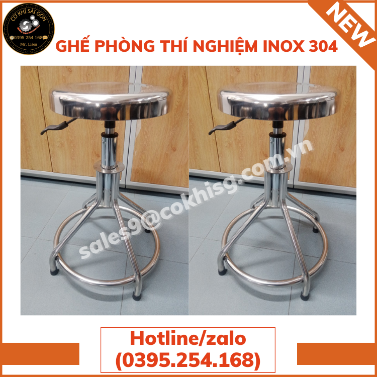GHẾ PHÒNG THÍ NGHIỆM INOX 304 DÀY 1.2MM