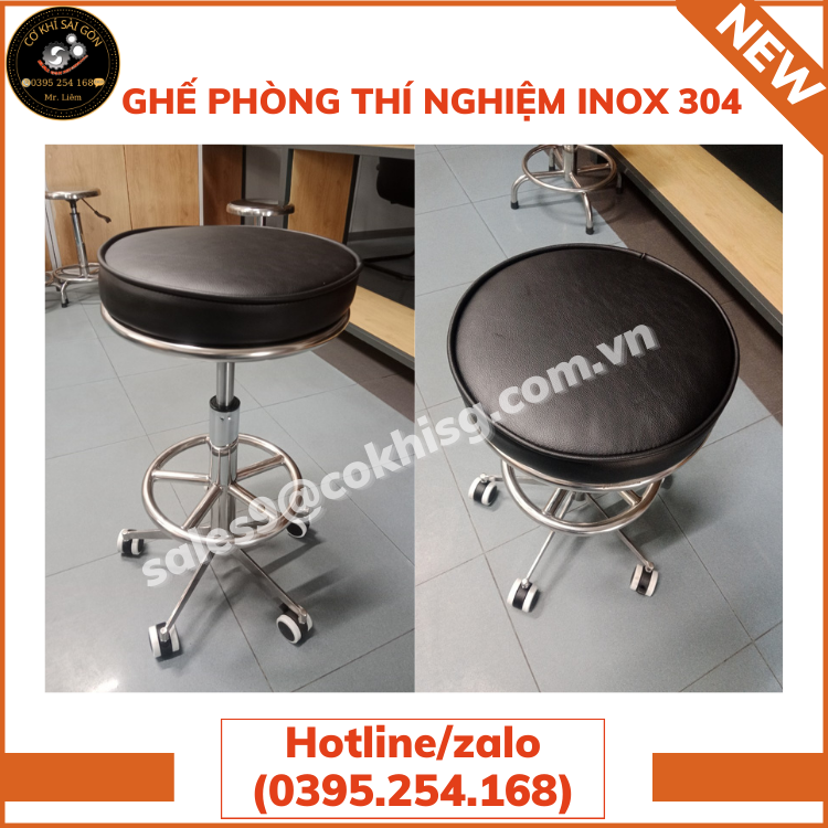 GHẾ PHÒNG THÍ NGHIỆM INOX 304 DÀY 1.2MM