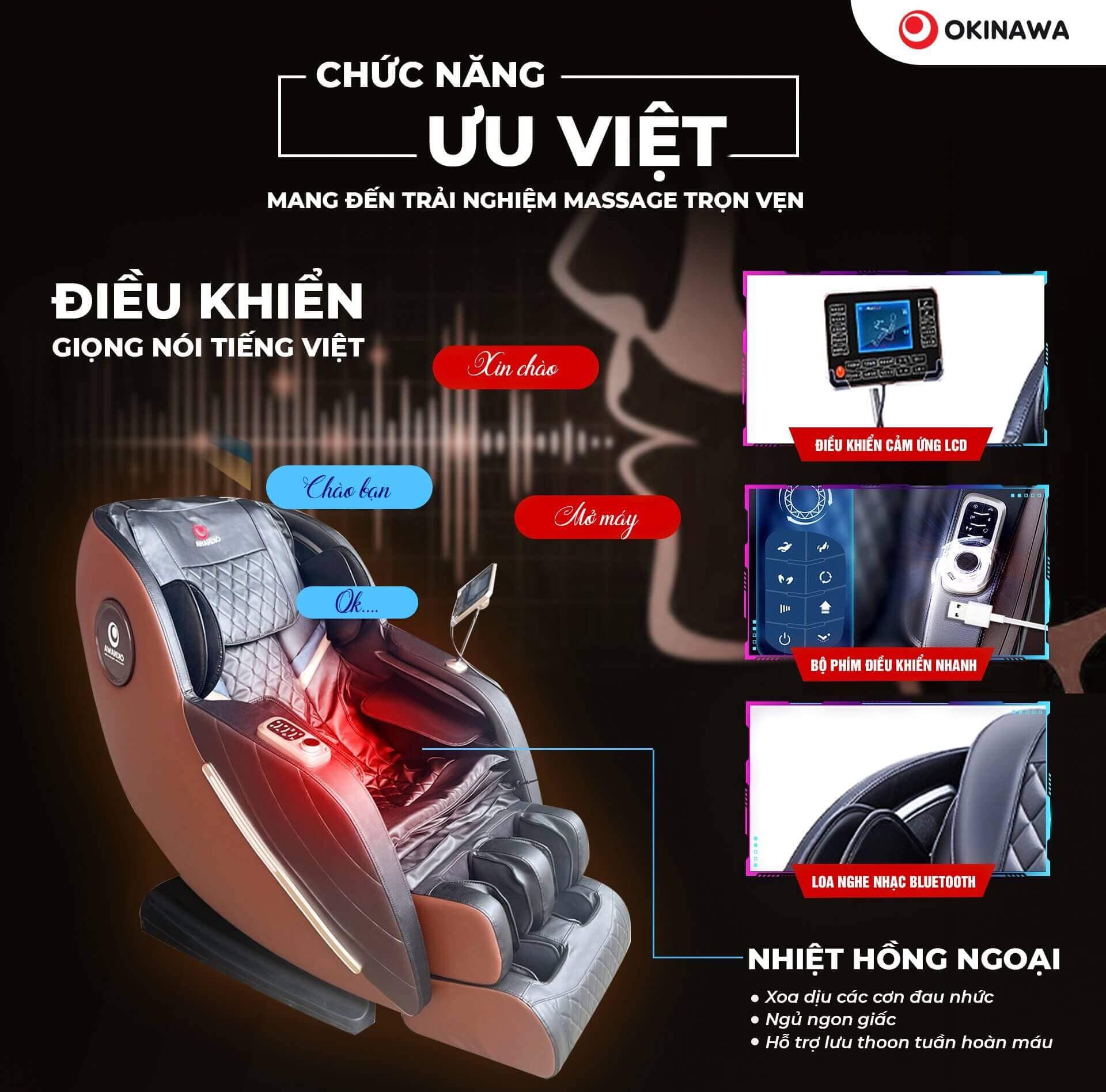 Ghế massage OKINAWA OS 336 - Cam kết giá tạo kho. Bảo hành 7 năm