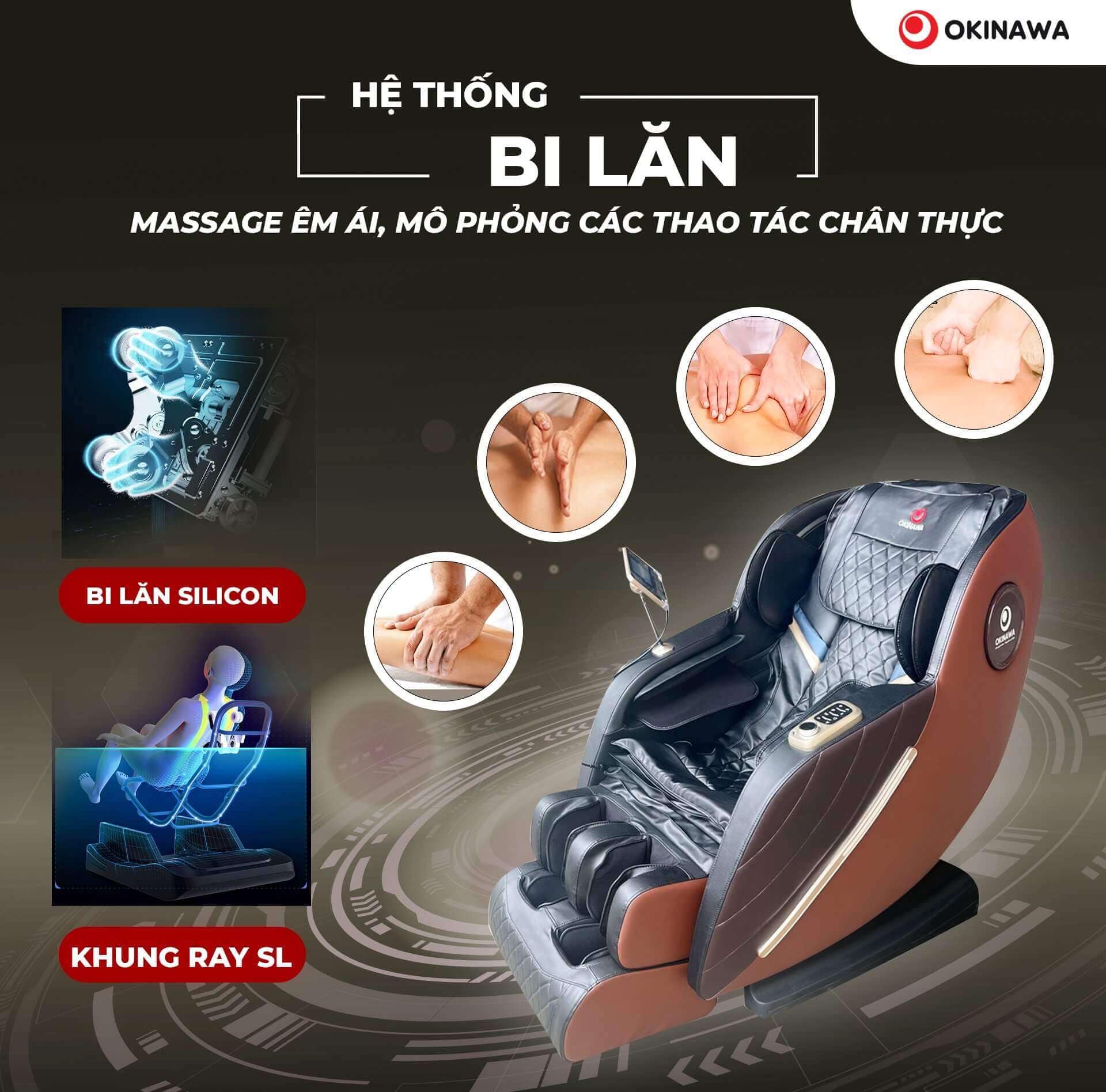 Ghế massage OKINAWA OS 336 - Cam kết giá tạo kho. Bảo hành 7 năm